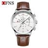 OFNS Men's Fashion Business Watch: Six-Hand Leather Strap, Waterproof with Calendar.