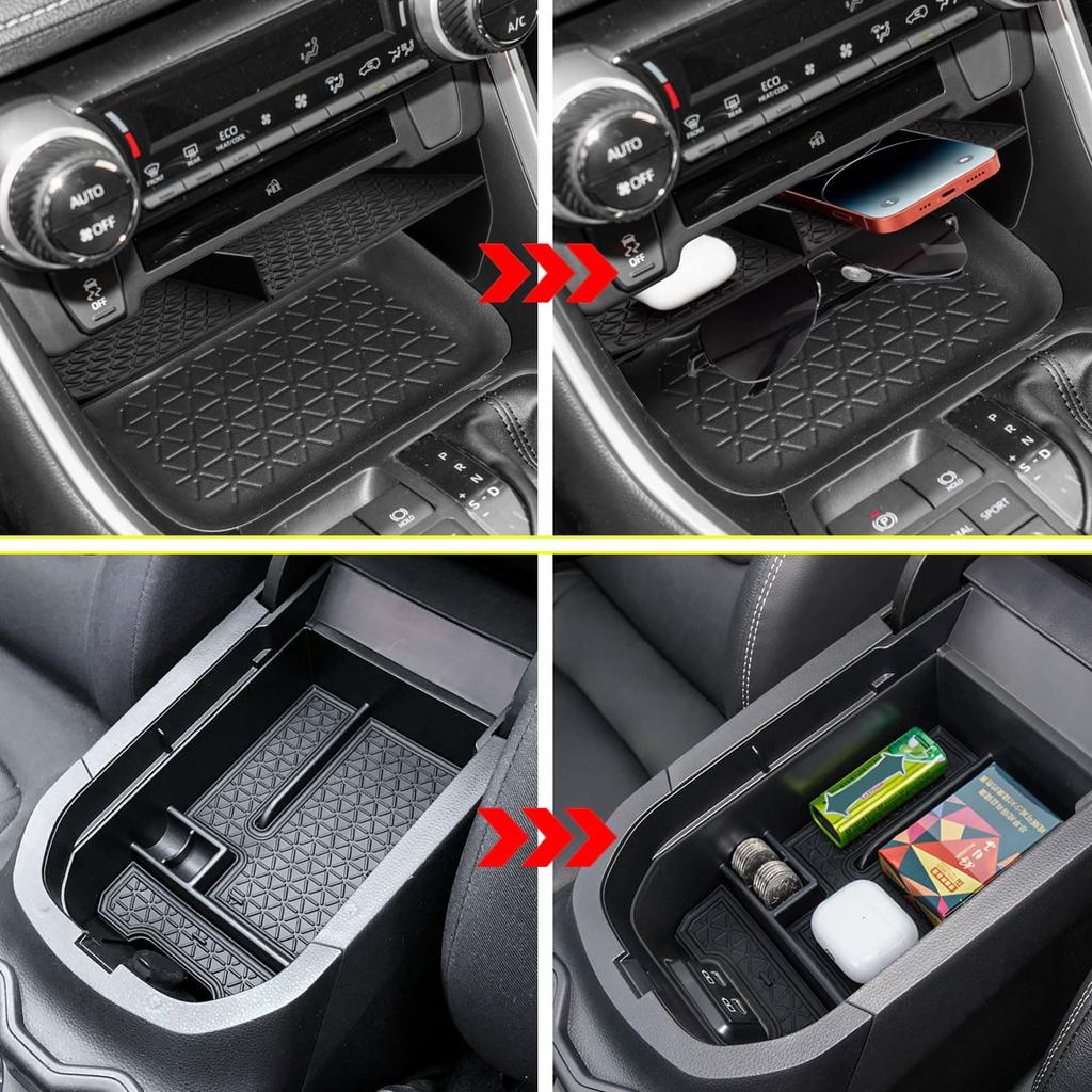 Neepiar Center Console Organizer Tray and Armrest Storage Box for Toyota RAV4 2025 2024 2023 2022 2021 2020 Insert Secondary Storage Box Accessories