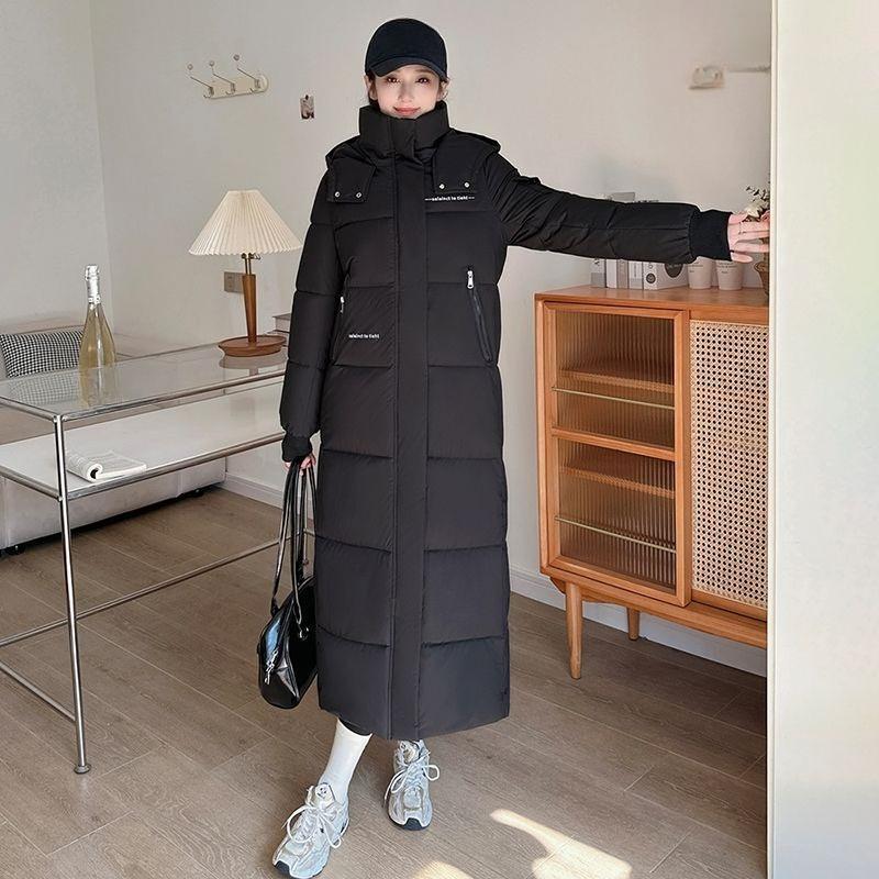 Fashion Women Red Winter Long Down Cotton Coat Thickened Warm Padded Jacket S чёрный
