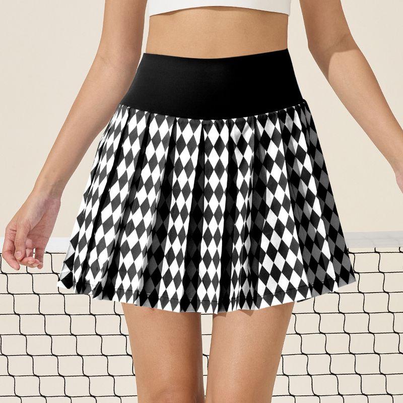 

Foreign Trade New Women Summer High Waist Sports Pleated Short dress with Lining Anti-exposure Quick-Drying Tennis Skirt Casual All-matching Yoga Small black Quilted M