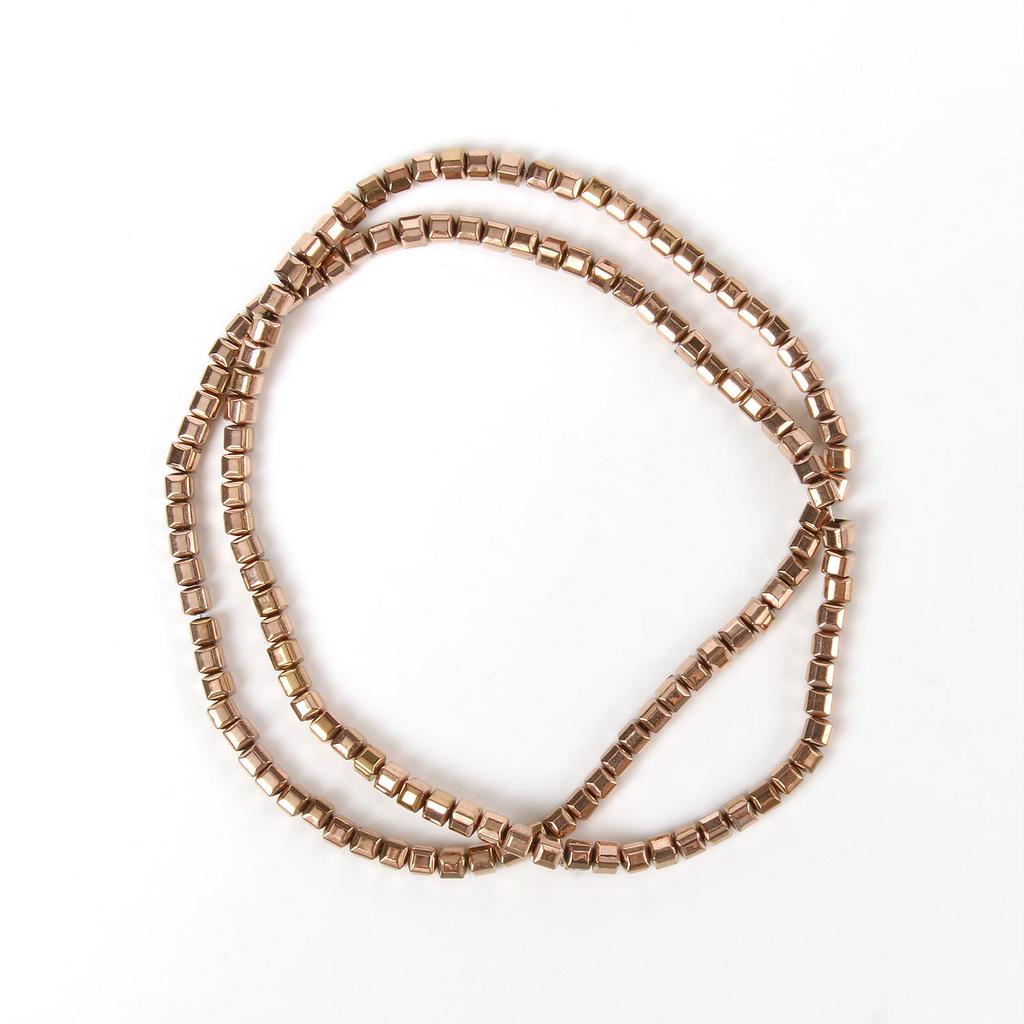 Handgefertigte Bastelfarbe, rosévergoldete Hämatitperlen, natürliche Rondelle-Perlen für Schmuckherstellung, DIY-Charms, Armband-Zubehör, 38,1 cm