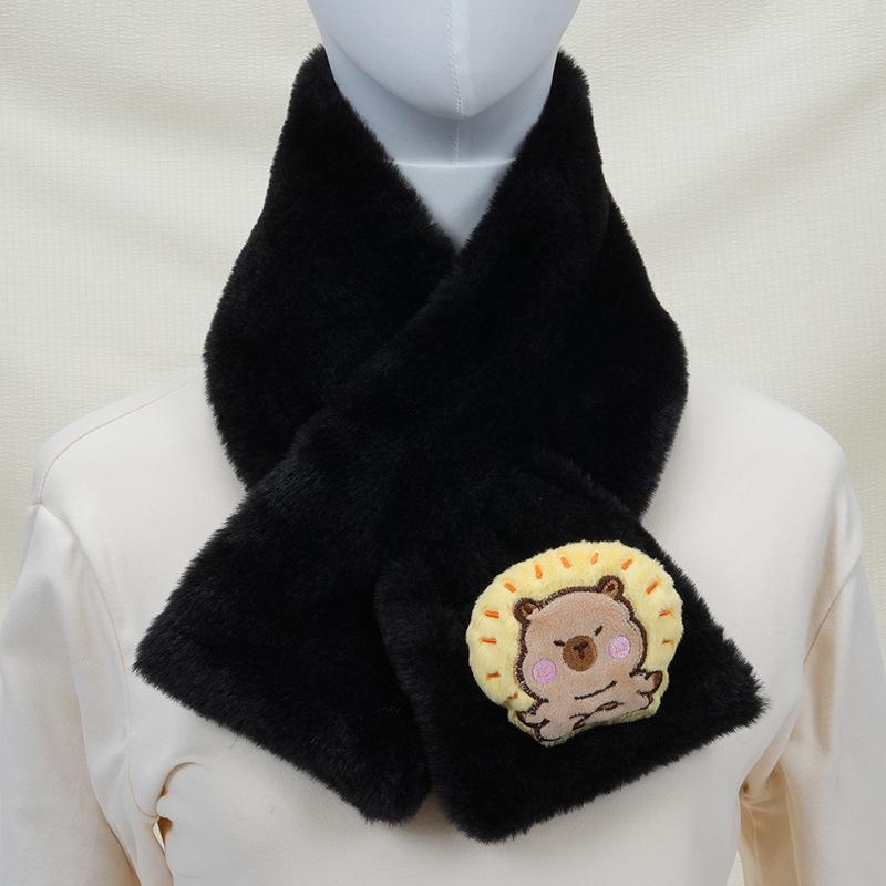 Women's Korean Style Faux Rabbit Fur Scarf - Thick, Warm, Plush Neck Warmer for Autumn/Winter 2024 - Versatile Student Accessory