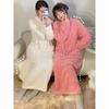 Acogedor Camisón de Manga Larga de Forro Polar Coral Ropa de Dormir Cálida de Invierno para Mujer