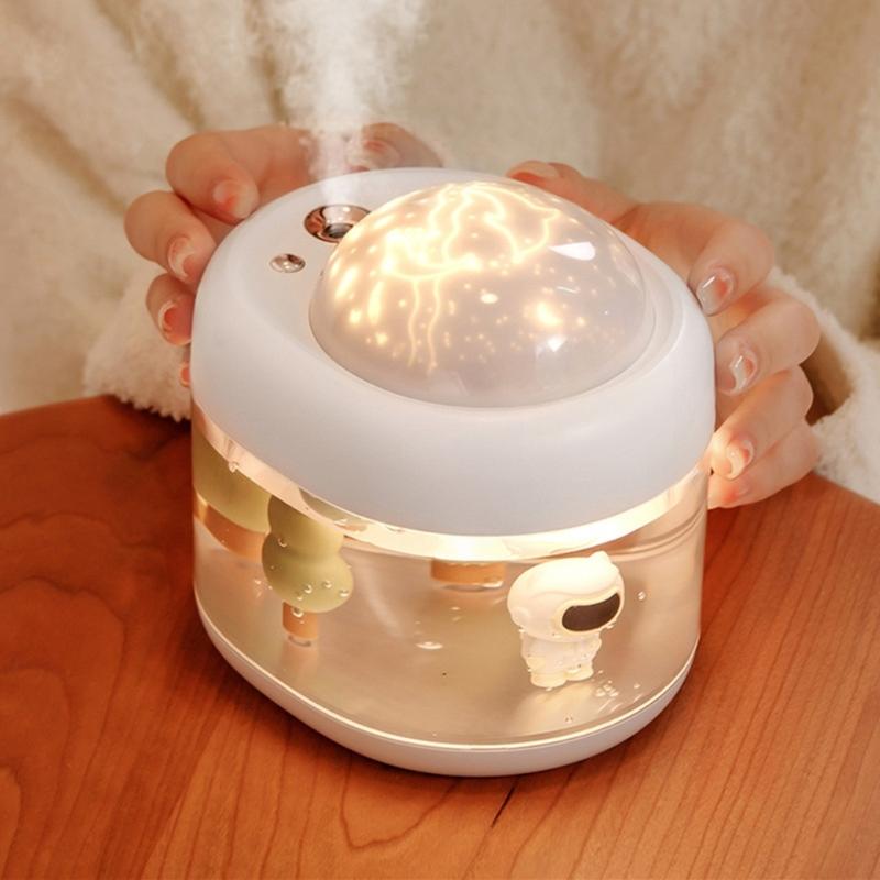 Portable 3 in 1 Air Humidifier with Rotation Projection & Atmosphere Lamp Adorable-design Girlfirend Gift for Bedroom