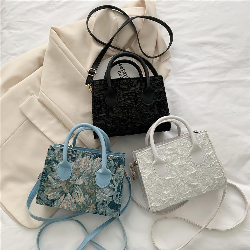 Floral Graphic Satchel Bag For Women Fashion Small Square Bag Fashion Portable Handbag Designer Shoulder Crossbody Bags KTY