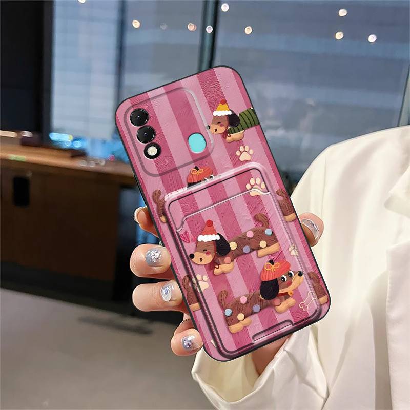 Silicone Cartoon Phone Case For Tecno Spark8/KG6 Dirt-resistant Shockproof Durable Back Cover Card sleeve Waterproof TPU