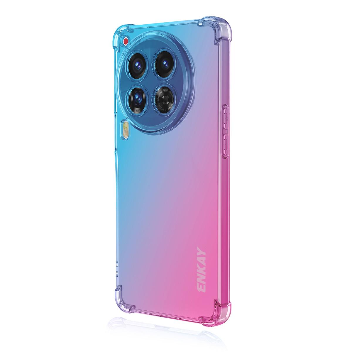 

For TECNO Camon 30 Premier 5G TPU Case ENKAY Thickened Four Corner Drop-proof Phone Back Cover Blue/Pink