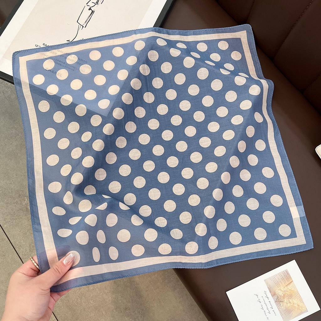 Classic simple polka dot silk square scarf summer thin with professional tooling scarf 11CM neck protection silk scarf