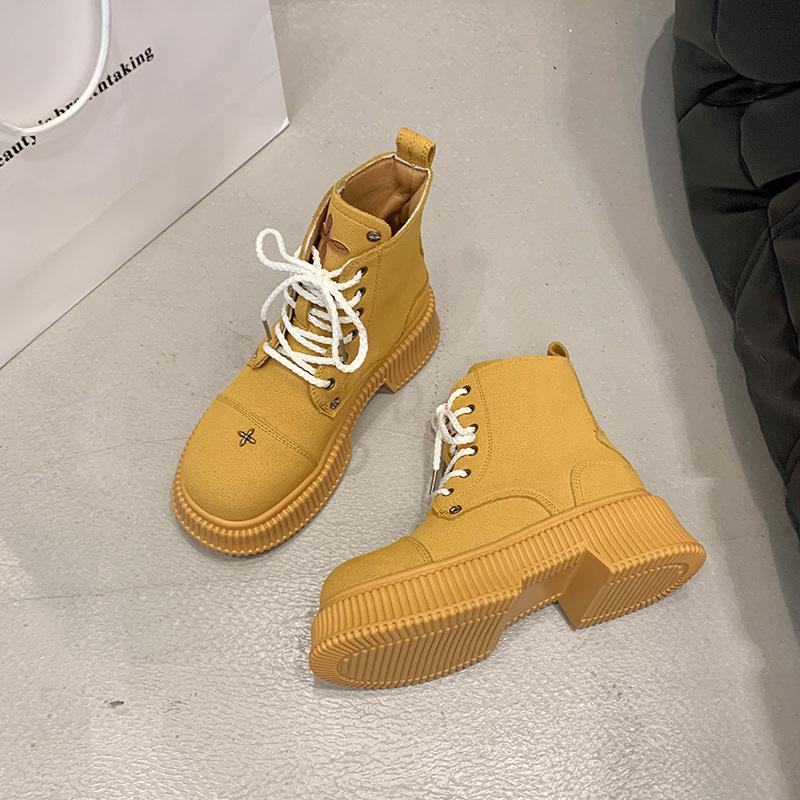 Martin boots women's 15CM small thick bottom inner height increase Wu Xuanyi same shorty Le rhubarb autumn and winter soft leather velvet