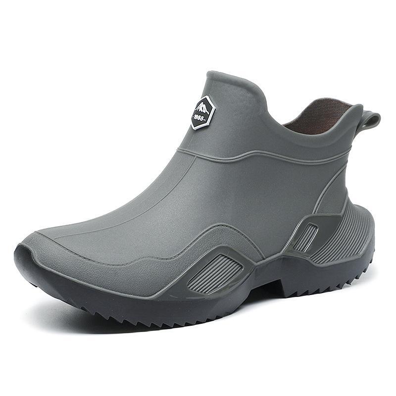 Men's Rain Boots Work Waterproof Boots Kitchen Fishing Rubber Shoes Round Toe PVC Water Shoes Outdoor Non-Slip Women Ankle Boots