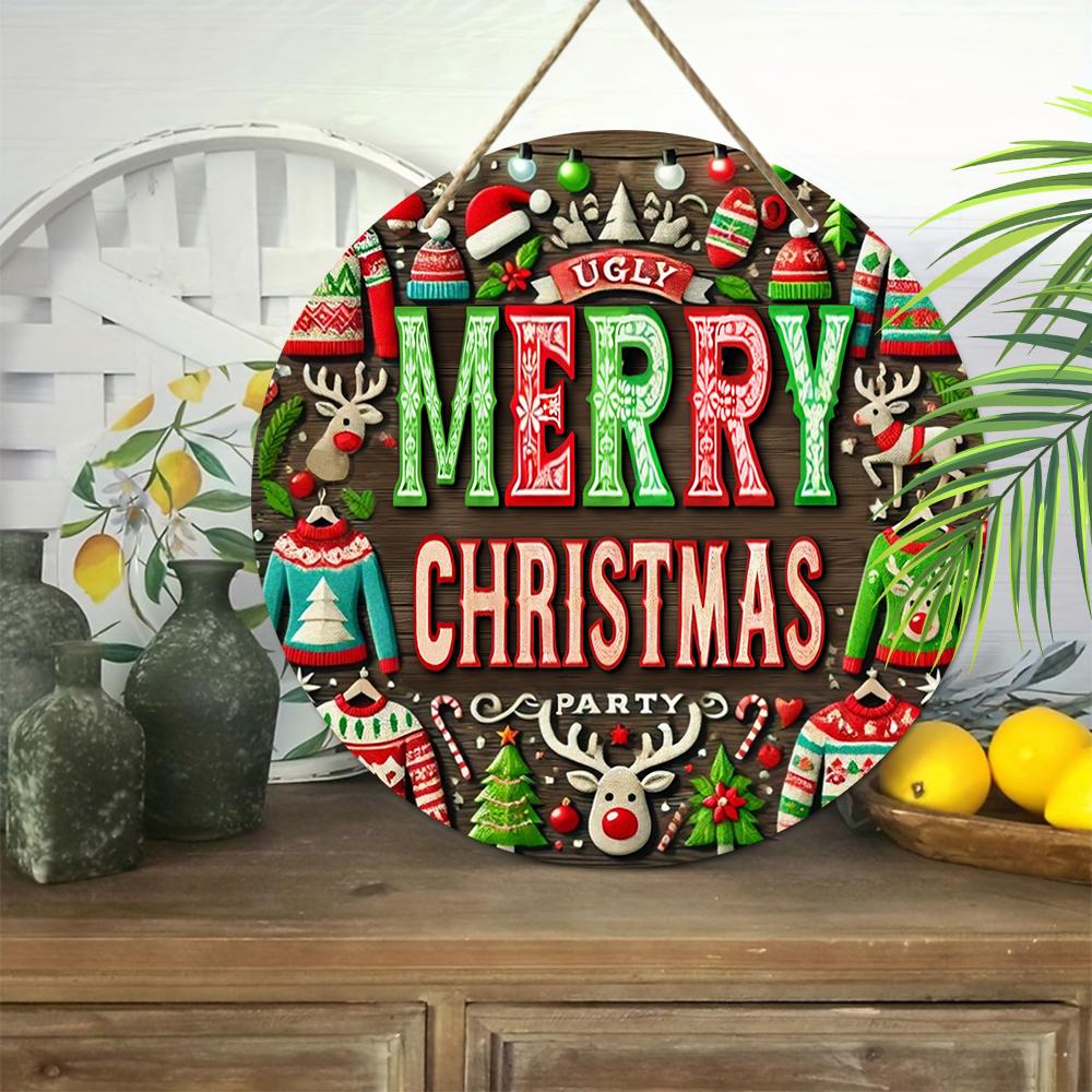 Christmas decoration sign,indoor hanging decorations,2D flat Wooden products with "MERRY CHRISTMAS"logo,Christmas gifts for friends and family