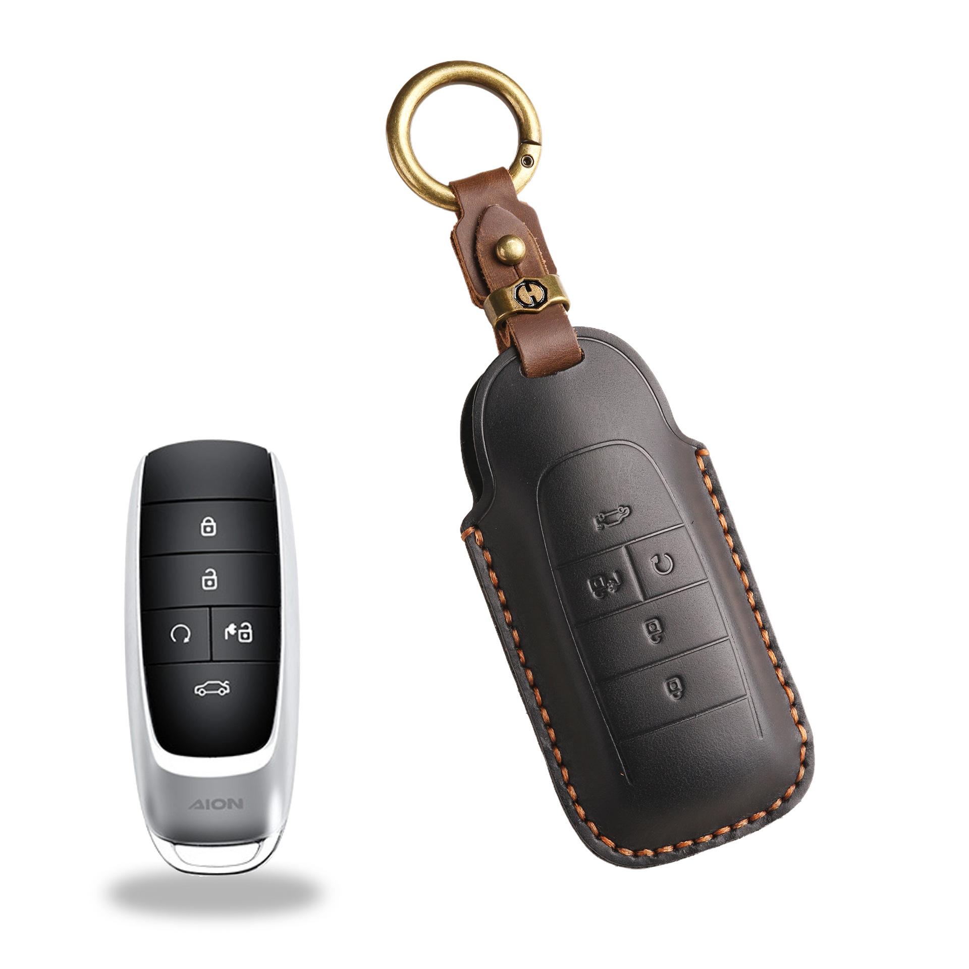 

Ретро чехол для ключа подходит для сумки для ключа GAC AION Y AION S70/80 автомобильный кожаный чехол кольцо чёрный