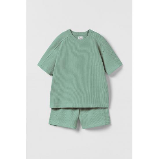 Waffelstrukturierter Shorts-Kinderanzug