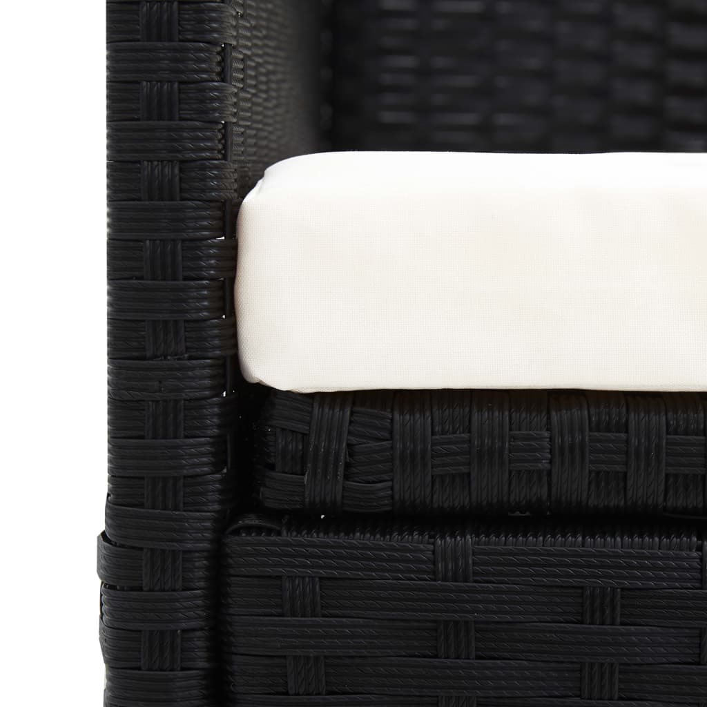 Gartensofa mit Sonnendach Schwarzes PE-Rattan