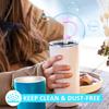 5Pcs Silicone Straw Cover for 8mm Large Diameter Straws Toppers U-Shaped Lanyard Straw Lid Dust-Proof Reusable Straw Protector for Glass Stainless