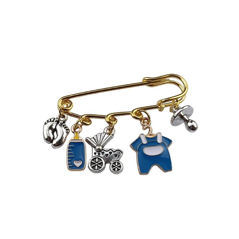 Cute Baby Arrival Enamel Safety Pin Brooch Creative Stroller Bottle Dummy Design Lapel Pin for New Parent Gift