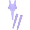 Women's Shiny Glossy Bodystocking Sleeveless Bodysuit Catsuit Bodycon Dress with Stockings