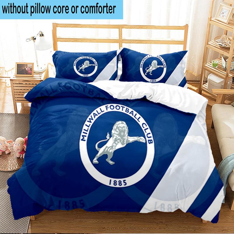 Millwall Fc Crest Design 3PCS Print Bedding Set, Includes A Duvet Cover and Two Pillowcases for Bedroom, Dormitory, Suitable for All Seasons