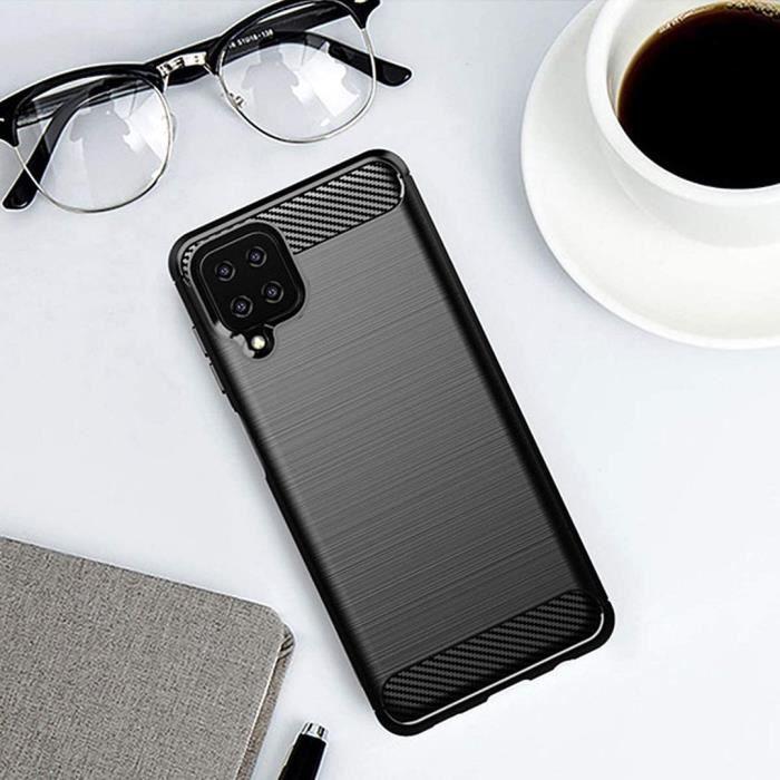 Coque pour Samsung A22 4G (6.4") + 2 Verres Trempés. Coque Silicone Anti Choc Traits Acier design Tpu Protection Renforcée Noir