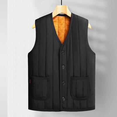 Men's Winter Thickened Velvet Cotton Vest - Sleeveless Waistcoat for Middle-aged and Elderly