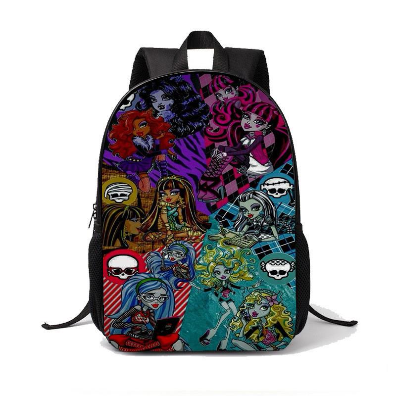 Plecak Szkolny Dla Dziewcząt Chłopców Z Lekkiego Materiału Nylonowego I Nadrukiem Monster High Do Użytku Szkolnego