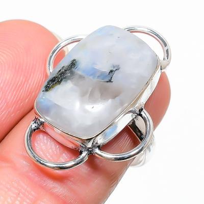 Natural Rainbow Moonstone Gemstone 925 Sterling Silver Gift Ring Size 7 J6o57