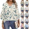 Blouses For Women Dressy Casual 3/4 Length Sleeve Womens Tops V Neck Tshirts Shirts With Flared Sleeve