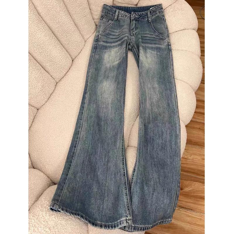 

Ретро Джинсы Микро-клеш с Высокой Посадкой для Женщин - Коллекция Весна 2025 для Фигур Типа Груша M светло-синий