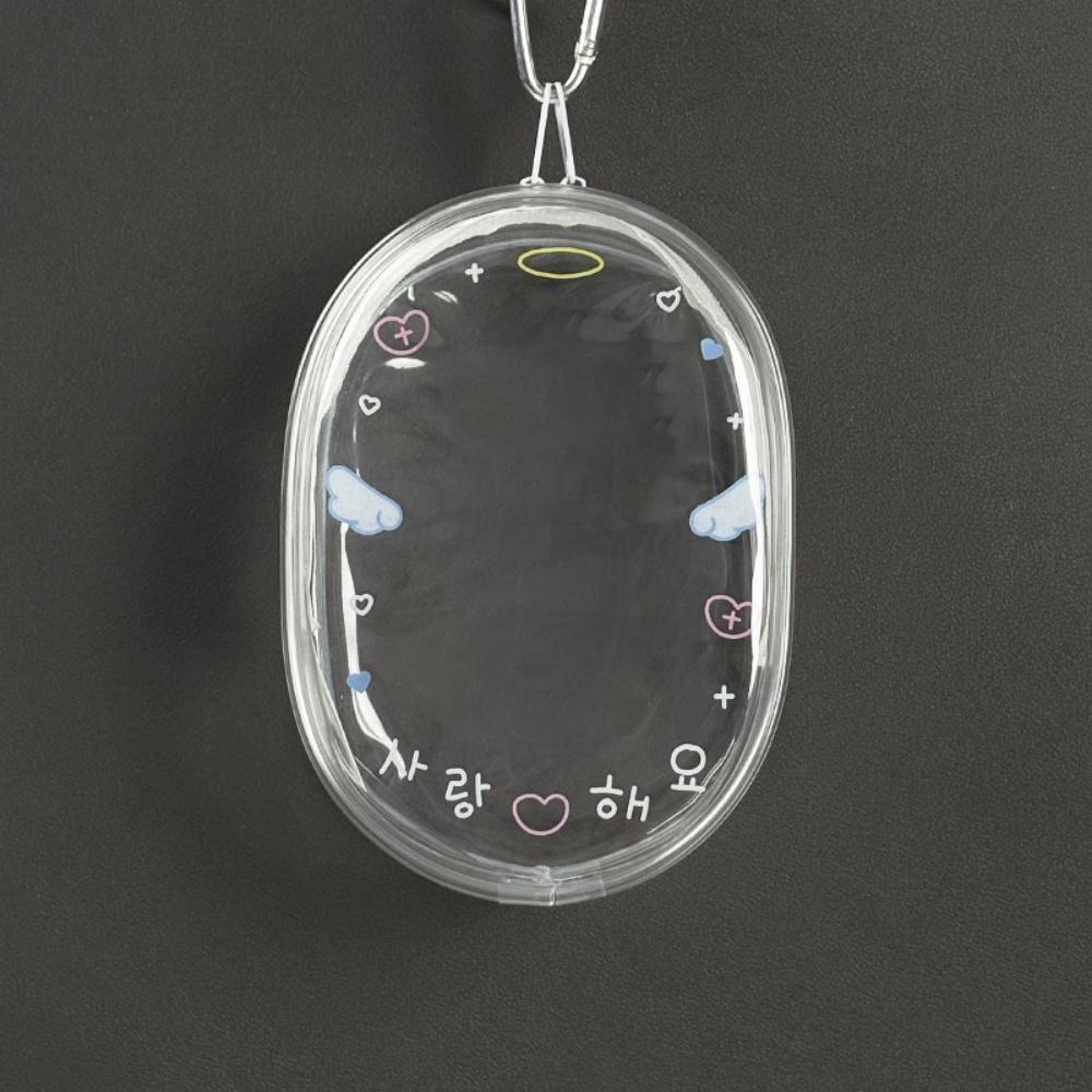 Cotton Oval Plush Dolls Storage Bag PVC Transparent Organizer Box Outdoor Display Bag With Keychain Schoolbag Pendant