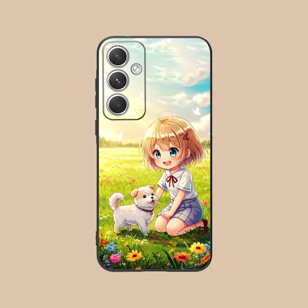 

Girl Dog Puppy Matte TPU Mobile Phone Case for Samsung Galaxy S26 S25 S24 S23 S22 S21 S20 Note20 Plus FE Ultra Colorful Cover Galaxy Note20