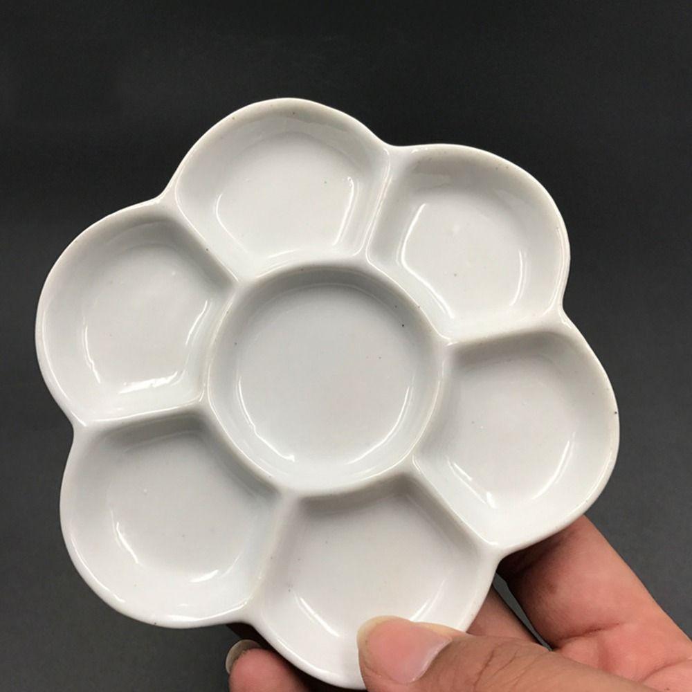 Ceramic Porcelain Palette White Mixing Colour Tray Plum Blossom Paint Plate  Art Supplies