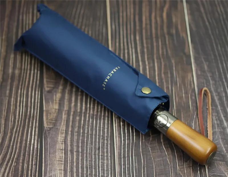 

Parachase Large Rain Umbrella for Men 120cm Big Folding Automatic Umbrellas Windproof 8K Outdoor Parasol Umbrella Corporation (navy blue,Iron&10K) темно-синий