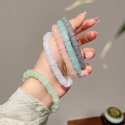 Tide Pure Desire Bone Ring Beaded Bracelet Women'S Fresh Summer Ice Transparent Cool Jade Bamboo Bracelet Student Plate