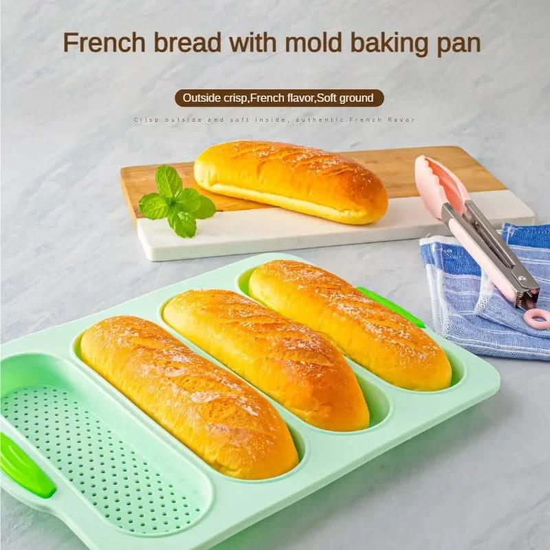 4 Cavity Silicone Baking Mold Heat Resistant Bread Mould Nonstick Baguette Baking Tray Bread Loaf Pan Oven Tool Kitchen Bakeware