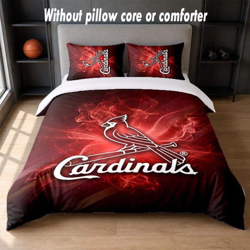 St. Louis Cardinals Design Bed Bedding Set 1 Duvet Cover + 2 Pillowcases Soft Breathable Household Bed Linens