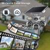Solar PTZ Camera – 4G/WiFi Outdoor Security with 3-Screen View, Optional LED Light, 2-in-1 Surveillance & Night Lighting