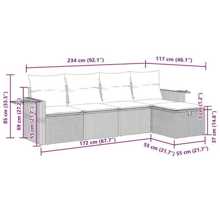 VidaXL Salon de jardin avec coussins 5 pcs marron résine tressée 3325470