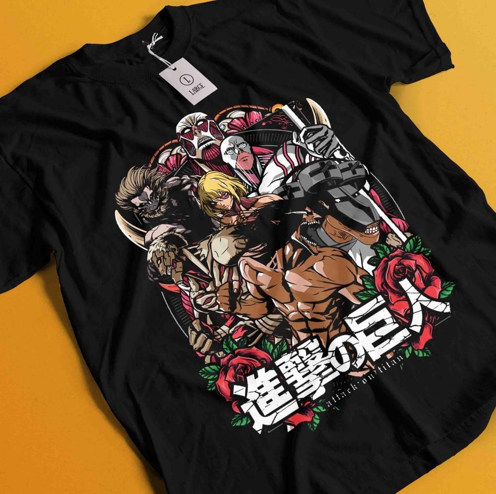 

Attack On Titan Shirt Eren Tshirt Mikasa Levi T-Shirt AOT Erwin Hange Armin Tee 4XL