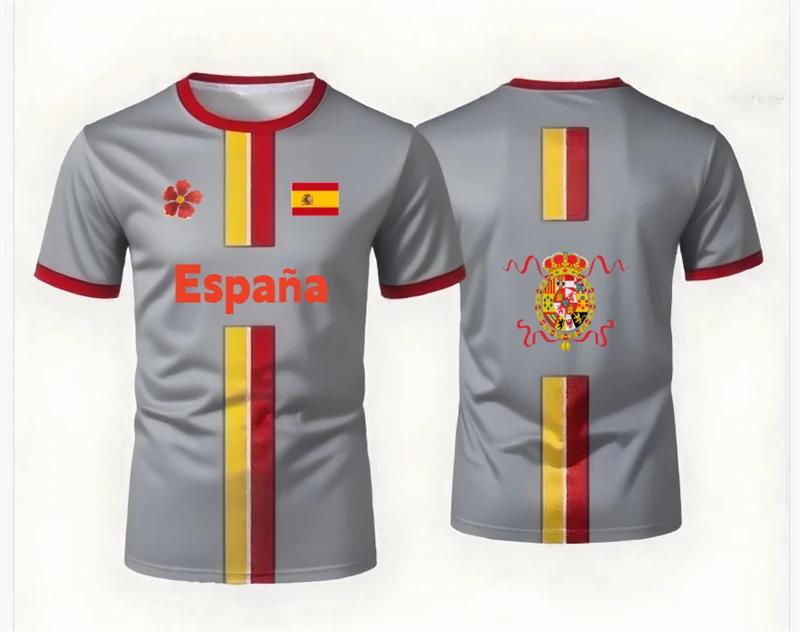 Fashion Spanish Flag Graphic Football T Shirts Summer Trendy National Emblem 3D Printed Jersey Cool Streetwear Oversized Tees