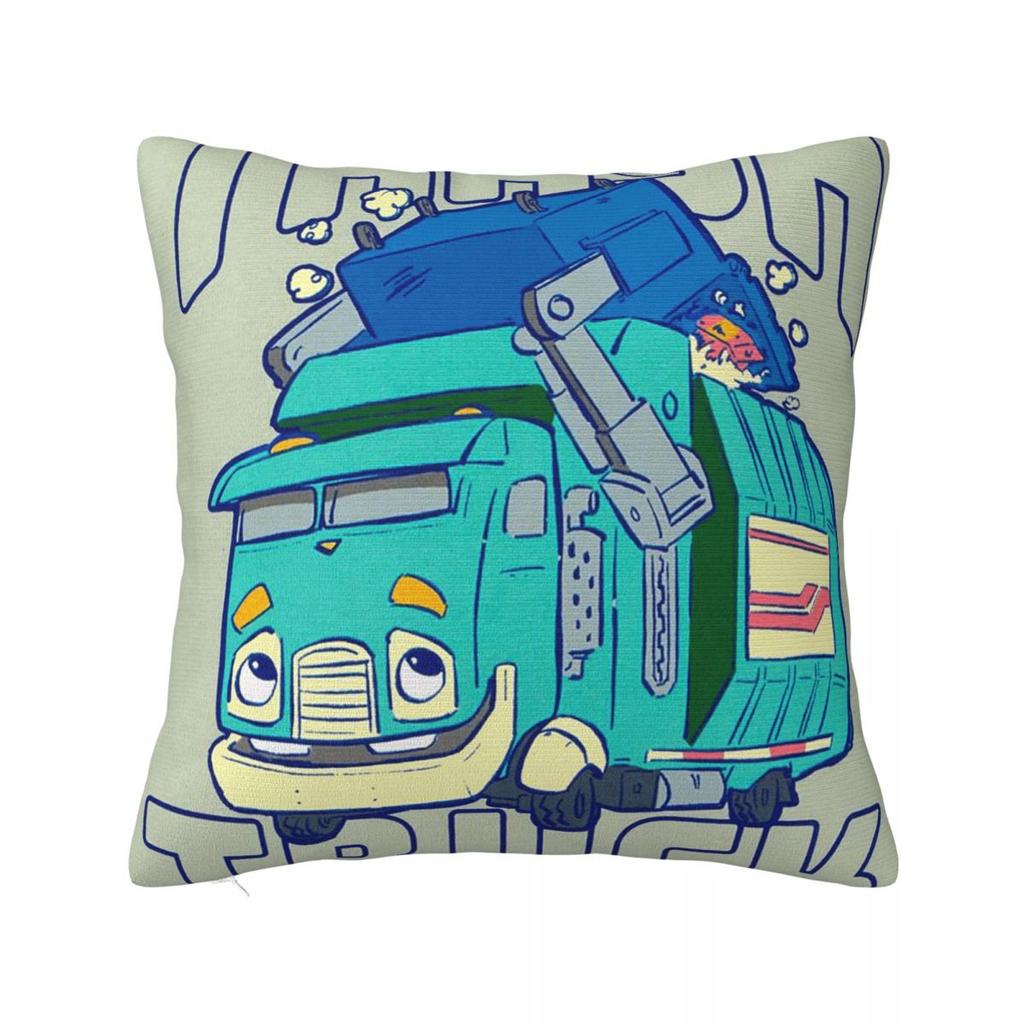 Trash Truck Cartoon Netflix Square Pillowcase Pillow Cover Polyester Cushion Zip Decorative Comfort Throw Pillow for Home Car