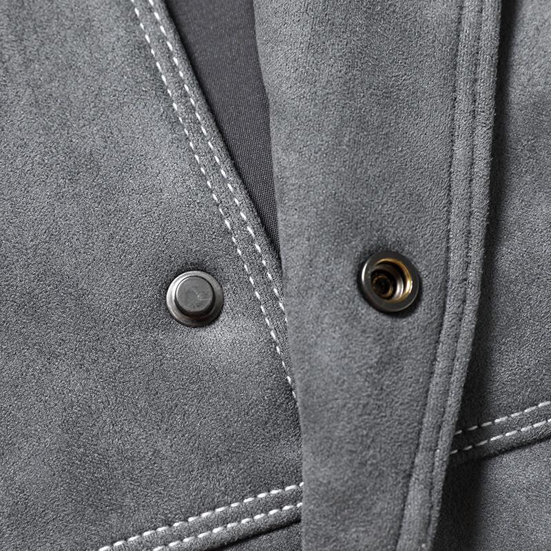 JOW Men's Vintage Washed Suede Lapel Jacket