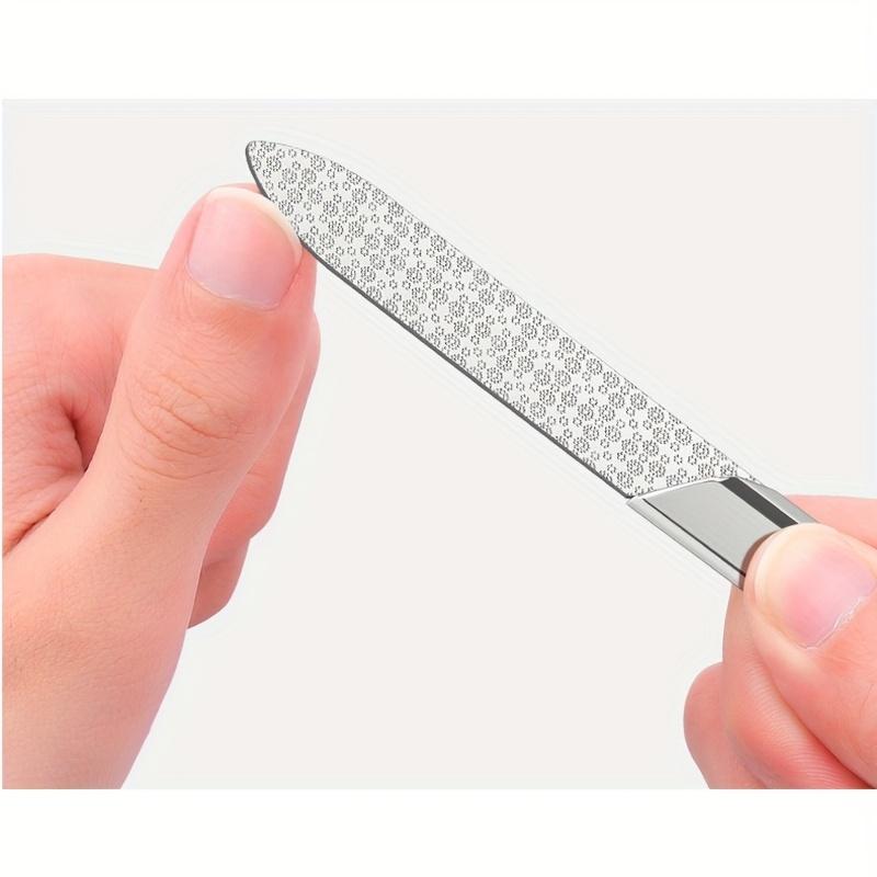 Professional Stainless Steel Nail File Double-Sided Thickened Sanding Tool with Fine Grit Ergonomic Handle for Manicure Pedicure