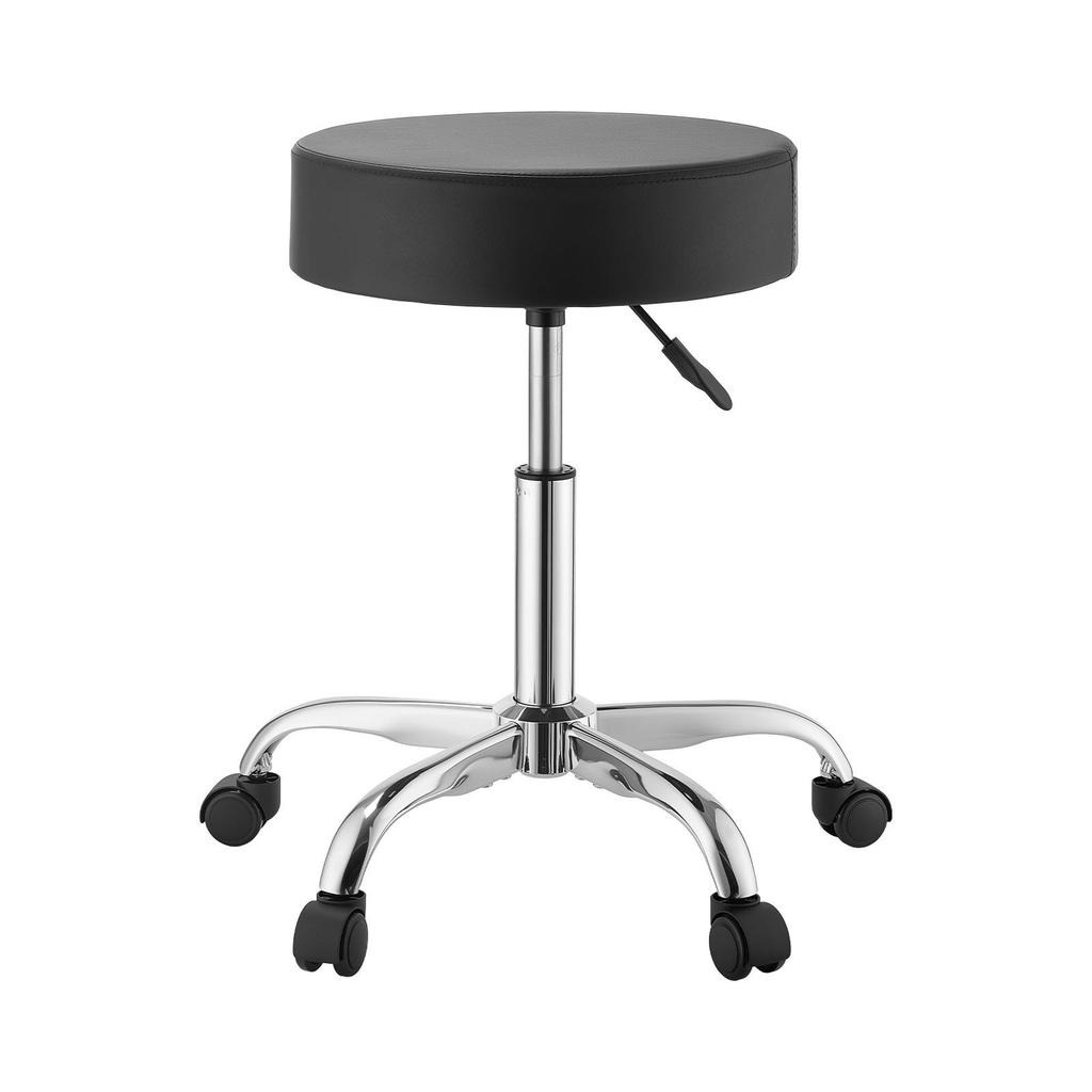 Rolling Stools with Wheels, Set of 2, 226.8kg Weight Capacity, Height Adjustable, Thick Cushion Ergonomic PU Leather Seat, 360° Swivel Round Rolling