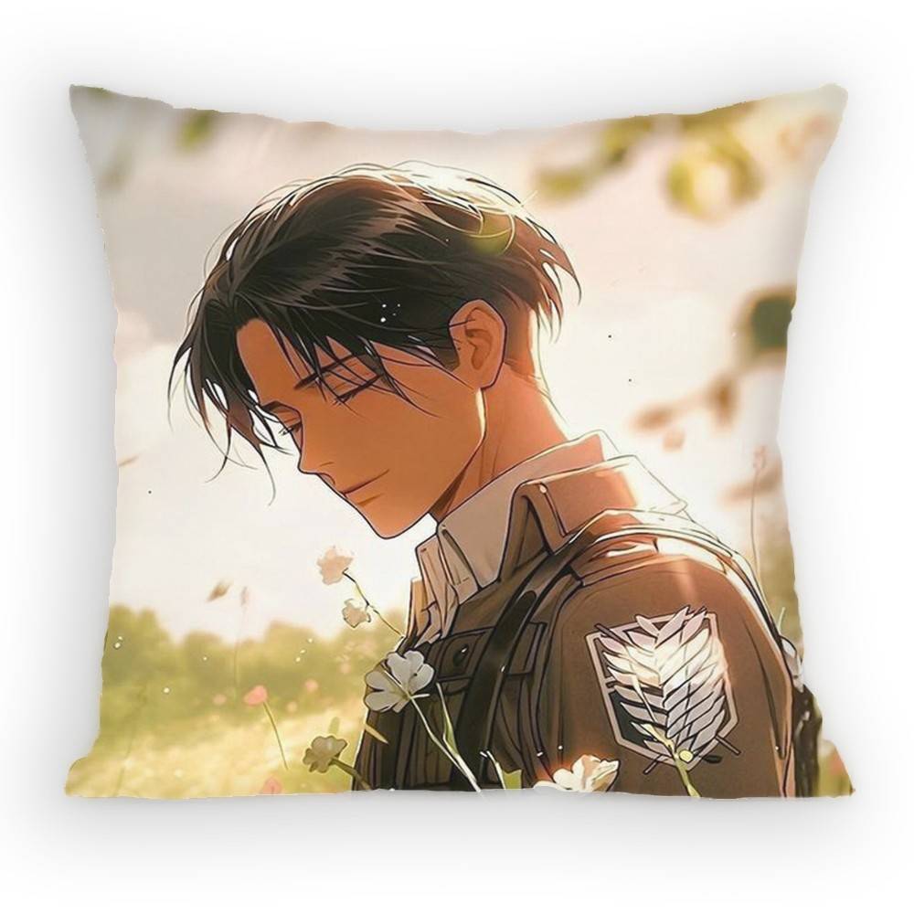 Attack On Titan Levi Ackerman Pillow Case Antidustmite Pillowcase Invisible Zipper Silky Short Plush Sofa Cushion Cover