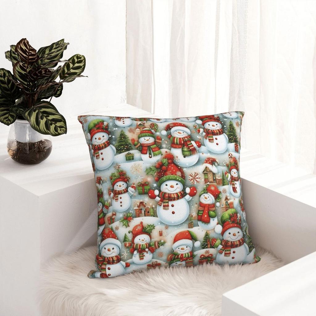 Christmas Snowman Pillowcase Double-Sided Printing Polyester Cushion Cover Decor Throw Pillow Case Cover Home Drop Shipping