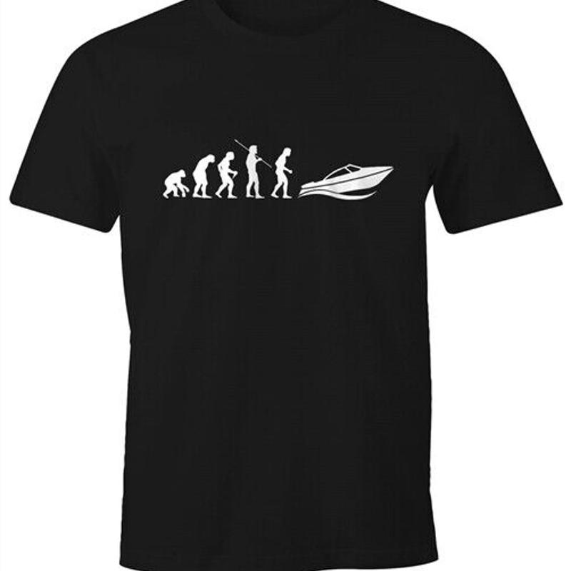 Unisexs Motor Boat Evolution Maritime Fun Motif Moonworks Tshirt