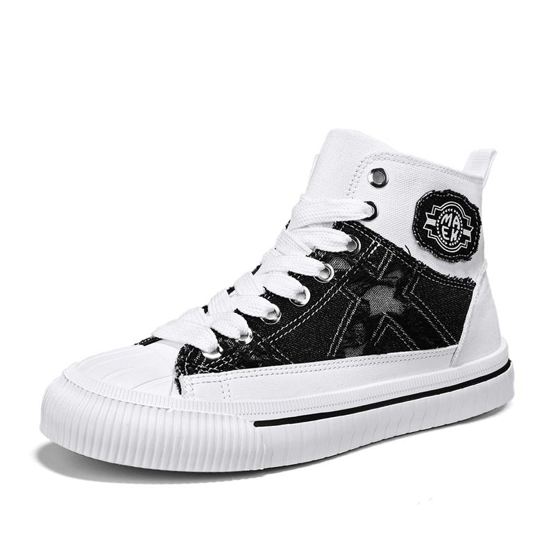 Hög Topp Canvas Sneakers Man Mode Casual Blå Espadriller Män Trend Andningsbara Snörskor Herr Vulkaniserade Skor tenis masculino