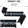 Vuzvuv It's My Birthday Birthday Sash, Glitter Birthday Sash with Foil Letters Birthday Party Decor for Women, Girls