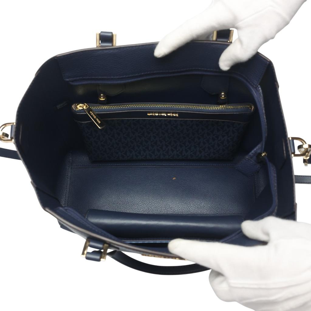 Michael Kors A4 compatible Shoulder Bag Tote Bag leather Navy Women 35H0GKFT9T Used