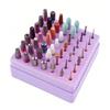 49 Holes Nail Drill Bits Holder Nail Polish Head Storage Box with Clear Dust Lid for Salon Home Purple